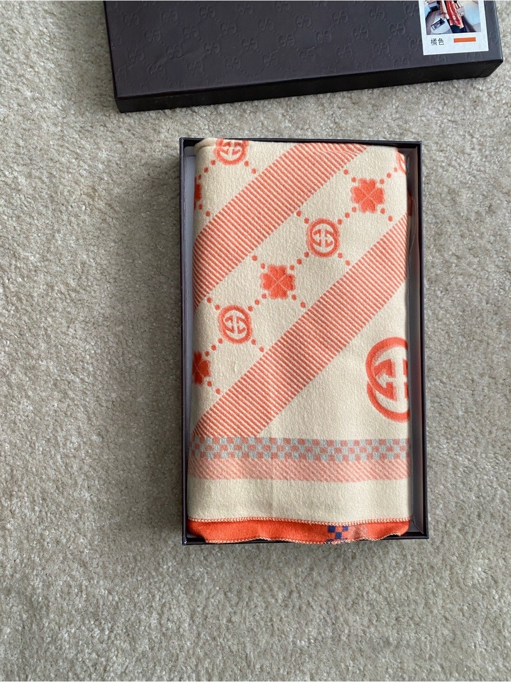 Gucci Luxury Cream and Coral Patterned Home Throw by Unknown Brand